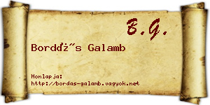 Bordás Galamb névjegykártya